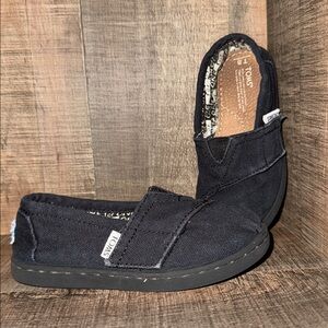 Toms Black Canvas Toddler slip on shoes- size 8T